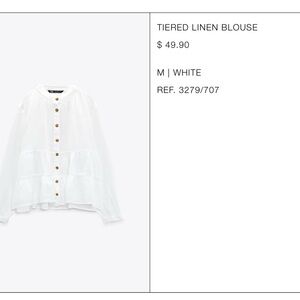 NWOT ZARA tiered linen blouse